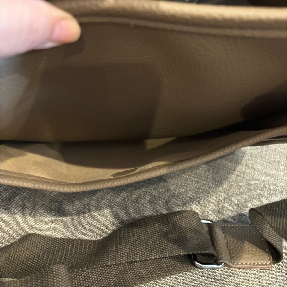 Khaki Leather Crossbody Bag